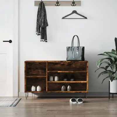 The Living Store Omarica za čevlje dimljeni hrast 102x36x60 cm inženirski les - Omarica Za Čevlje