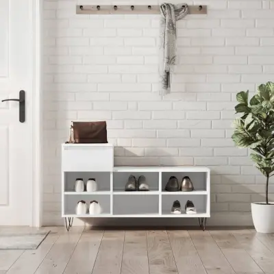 The Living Store Omarica za čevlje bela 102x36x60 cm inženirski les - Omarica Za Čevlje