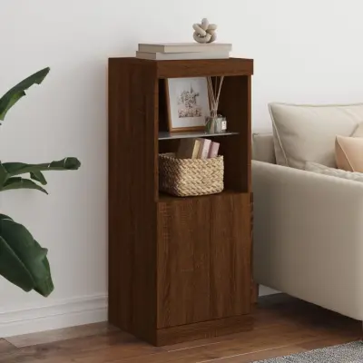 The Living Store Komoda z LED lučkami dimljen rjav hrast 41x37x100 cm - Komoda