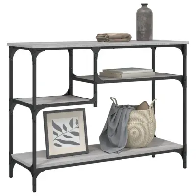 The Living Store Konzolna mizica s policami siva sonoma 100x35x75 cm - Konzolna Mizica