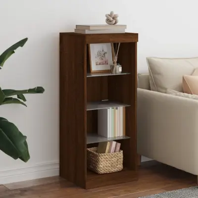 The Living Store Komoda z LED lučkami dimljen rjav hrast 41x37x100 cm - Komoda