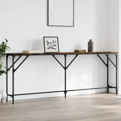 The Living Store Konzolna mizica dimljen hrast 200x29x75 cm inženirski les - Konzolna Mizica