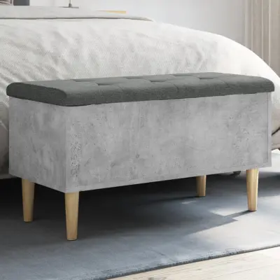 The Living Store Klop za shranjevanje betonska siva 82x42x46 cm inženirski les - Klop Za Shranjevanje