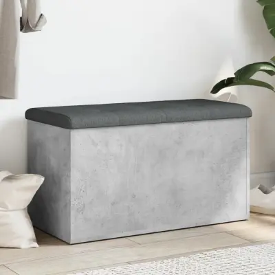The Living Store Klop za shranjevanje betonska siva 82x42x45 cm inženirski les - Klop Za Shranjevanje