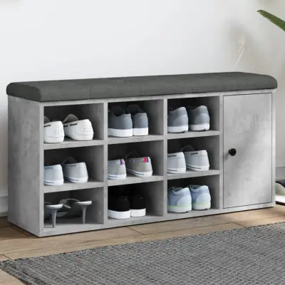 The Living Store Klop za čevlje betonsko siva 102x32x50 cm inženirski les - Klop Za Čevlje