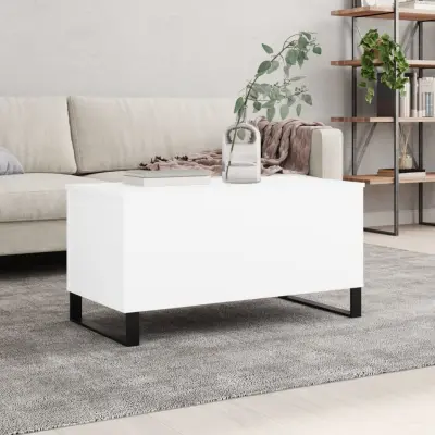 The Living Store Klubska mizica bela 90x44,5x45 cm inženirski les - Klubska Mizica