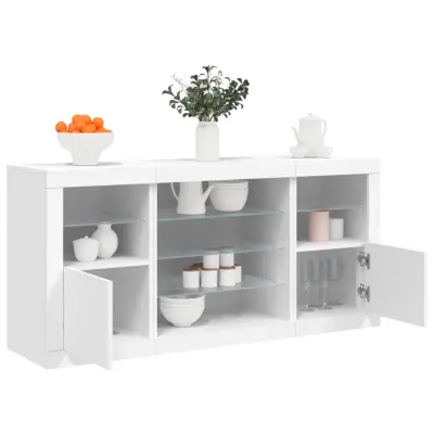 The Living Store Komoda z LED lučkami bela 142,5x37x67 cm - Komoda
