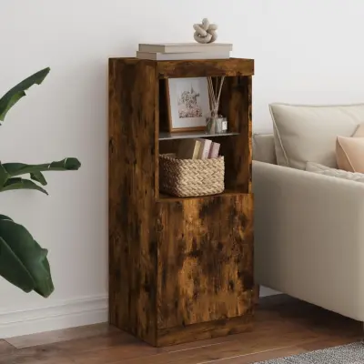 The Living Store Komoda z LED lučkami dimljen hrast 41x37x100 cm - Komoda