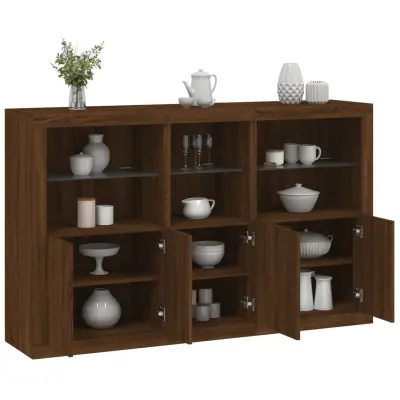 The Living Store Komoda z LED lučkami dimljen rjav hrast 162x37x100 cm - Komoda