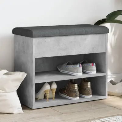 The Living Store Klop za čevlje betonsko siva 62x32x50 cm inženirski les - Klop Za Čevlje