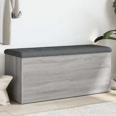 The Living Store Klop za shranjevanje siva sonoma 102x42x45 cm inženirski les - Klop Za Shranjevanje