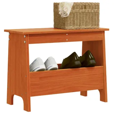 The Living Store Klop za predsobo voščeno rjava 60x28x45 cm trdna borovina - Klop Za Predsobo