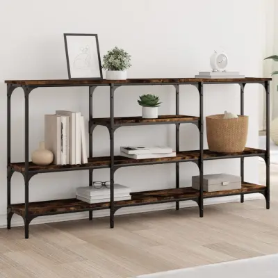 The Living Store Konzolna mizica dimljen hrast 160x29x80 cm inženirski les - Konzolna Mizica