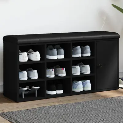 The Living Store Klop za čevlje črna 102x32x50 cm inženirski les - Klop Za Čevlje