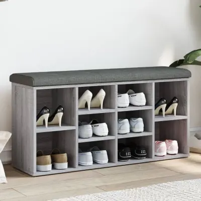 The Living Store Klop za čevlje siva sonoma 102x32x50 cm inženirski les - Klop Za Čevlje