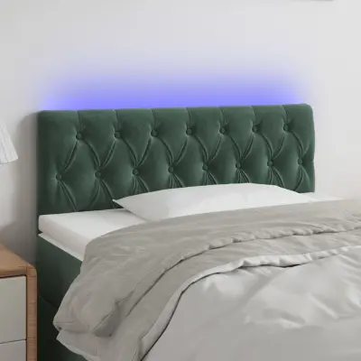 The Living Store LED posteljno vzglavje temno zeleno 100x7x78/88 cm žamet - LED Vzglavje