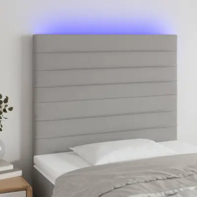 The Living Store LED posteljno vzglavje svetlo sivo 90x5x118/128 cm blago - LED Vzglavje