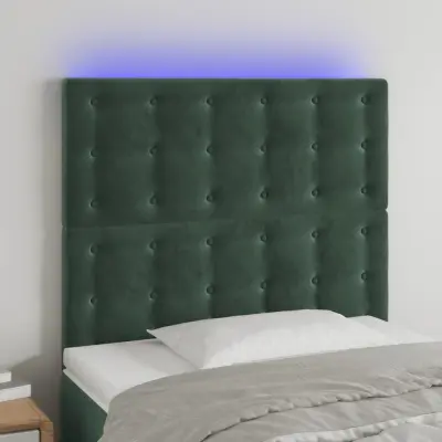 The Living Store LED posteljno vzglavje temno zeleno 90x5x118/128 cm žamet - LED Vzglavje