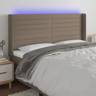 The Living Store LED posteljno vzglavje taupe 203x16x118/128 cm blago - LED Vzglavje