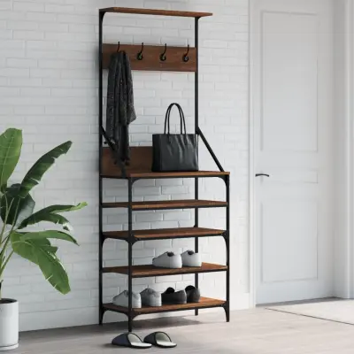 The Living Store Regal za oblačila s prostorom za čevlje rjav hrast 70x34x184 cm - Regal Za Oblačila