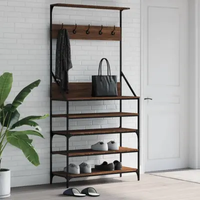 The Living Store Regal za oblačila s prostorom za čevlje rjav hrast 90x34x184 cm - Regal Za Oblačila
