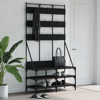 The Living Store Regal za oblačila s prostorom za čevlje črno 100x40x184 cm - Regal Za Oblačila