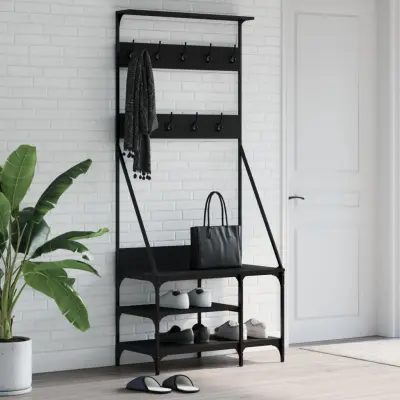 The Living Store Regal za oblačila s prostorom za čevlje črn 80x40x184 cm - Regal Za Oblačila
