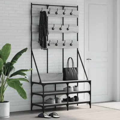 The Living Store Regal za oblačila s delom za čevlje siva sonoma 100x40x184 cm - Regal Za Oblačila