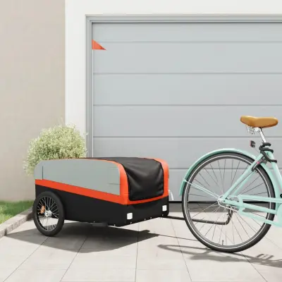 The Living Store Kolesarska prikolica črna in oranžna 45 kg železo - Kolesarska Prikolica
