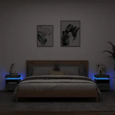The Living Store Nočna omarica z LED lučkami 2 kosa siva sonoma 40x39x48,5 cm - Nočna Omarica