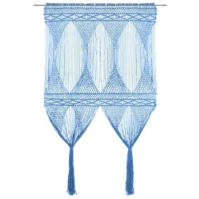 The Living Store Zavesa makrame modra 140x240 cm bombaž - Zavesa