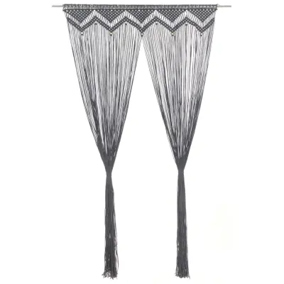 The Living Store Zavesa makrame antracitna 140x240 cm bombaž - Zavesa