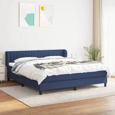 The Living Store Box spring postelja z vzmetnico modra 160x200 cm blago - Box Spring Postelja