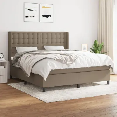 The Living Store Box spring postelja z vzmetnico taupe 160x200 cm blago - Box Spring Postelja