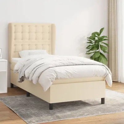 The Living Store Box spring postelja z vzmetnico krem 80x200 cm blago - Box Spring Postelja