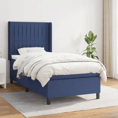 The Living Store Box spring postelja z vzmetnico moder 80x200 cm blago - Box Spring Postelja