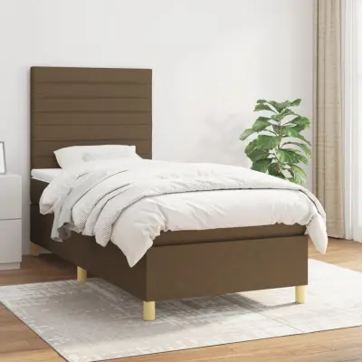 The Living Store Box spring postelja z vzmetnico temno rjava 80x200 cm blago - Box Spring Postelja