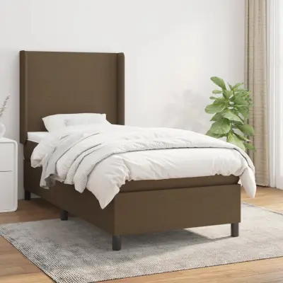 The Living Store Box spring postelja z vzmetnico temno rjav 90x190 cm blago - Box Spring Postelja