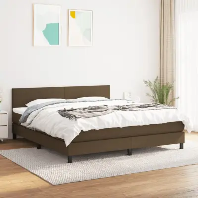 The Living Store Box spring postelja z vzmetnico temno rjava 180x200 cm blago - Box Spring Postelja