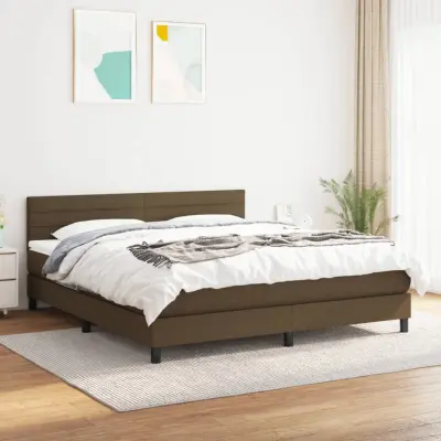 The Living Store Box spring postelja z vzmetnico temno rjava 160x200 cm blago - Box Spring Postelja