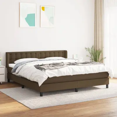 The Living Store Box spring postelja z vzmetnico temno rjava 160x200 cm blago - Box Spring Postelja