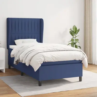 The Living Store Box spring postelja z vzmetnico modra 80x200 cm blago - Box Spring Postelja