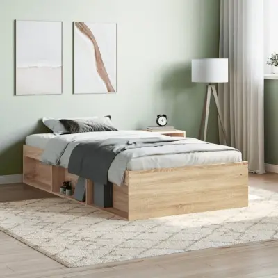 The Living Store Posteljni okvir sonoma hrast 100x200 cm - Posteljni Okvir