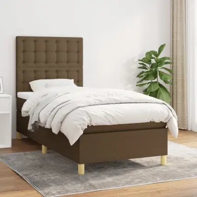 The Living Store Box spring postelja z vzmetnico temno rjava 90x200 cm blago - Box Spring Postelja