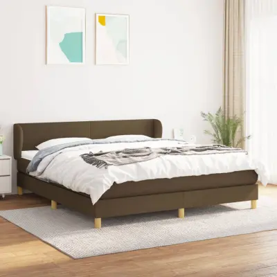 The Living Store Box spring postelja z vzmetnico temno rjava 180x200 cm blago - Box Spring Postelja