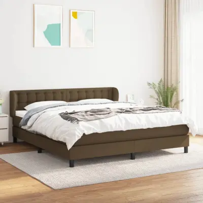 The Living Store Box spring postelja z vzmetnico temno rjava 160x200 cm blago - Box Spring Postelja