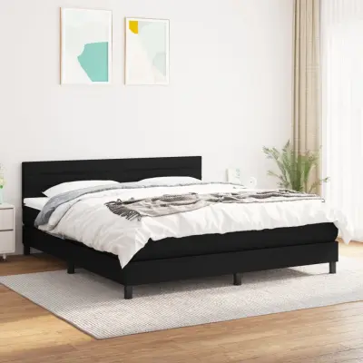 The Living Store Box spring postelja z vzmetnico črna 180x200 cm blago - Box Spring Postelja