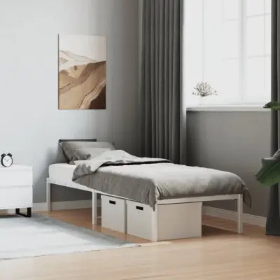 The Living Store Kovinski posteljni okvir bel 75x190 cm - Posteljni Okvir