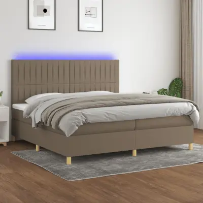 The Living Store Box spring postelja z vzmetnico LED taupe 200x200 cm blago - Box Spring Postelja