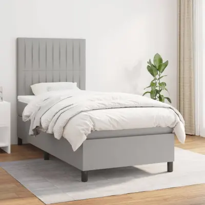 The Living Store Box spring postelja z vzmetnico svetlo siva 80x200 cm blago - Box Spring Postelja